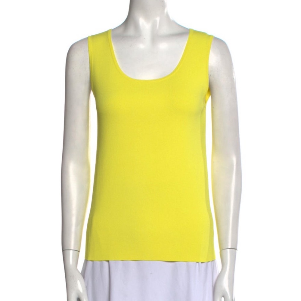 Akris Prunto Yellow Stretch Crue Neck Sleeves Top size 8